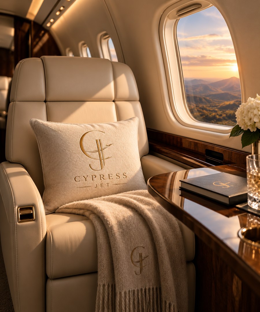 Cypress Jet cabin interior with personalized details